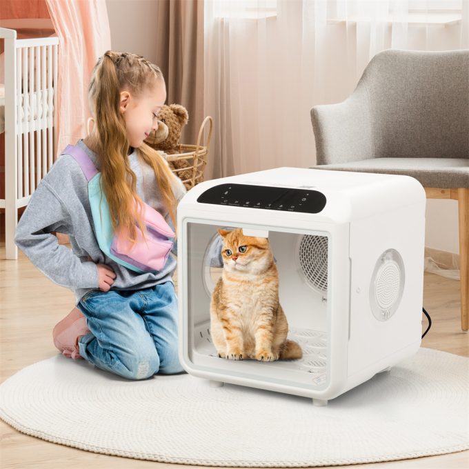 Smart Electric Pet Dryer Box, Ultra Quiet Hair Dryer for Cat Puppy, Remote Control